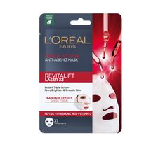 L'Oreal Paris Revitalift Laser X3 przeciwzmarszczkowa maska w płachcie o potrójnym działaniu 28g