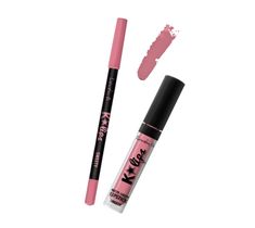 Lovely K-Lips Matte Liquid Lipstick & Lip Liner zestaw do wykonywania makijażu ust 1 Sweety
