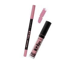 Lovely K-Lips Matte Liquid Lipstick & Lip Liner zestaw do wykonywania makijażu ust 2 Pink Posion