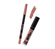 Lovely K-Lips Matte Liquid Lipstick & Lip Liner zestaw do wykonywania makijażu ust 3 Milky Brown