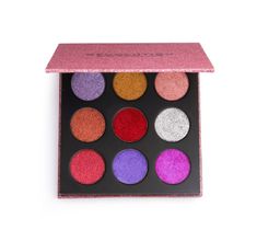 Makeup Revolution Pressed Glitter Palette – paleta prasowanych brokatów do powiek Diva (10.8 g)