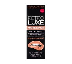 Makeup Revolution Retro Luxe Kits Matte – zestaw do makijażu ust pomadka + konturówka Peach Charming (1 op.)