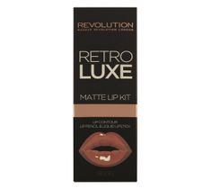 Makeup Revolution Retro Luxe Kits Matte – zestaw do makijażu ust konturówka + błyszczyk Reign (1 op.)