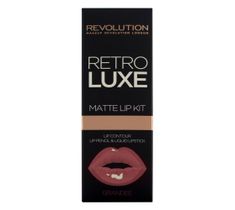 Makeup Revolution Retro Luxe Matte Lip Kits – zestaw do makijażu ust konturówka + błyszczyk Grandee (1 op.)