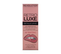 Makeup Revolution Retro Luxe Metallic Lip Kit – zestaw do ust konturówka + błyszczyk In Waiting (1 op.)