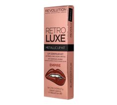 Makeup Revolution Retro Luxe Metallic Lip Kit – zestaw do ust konturówka + błyszczyk Empire (1 op.)