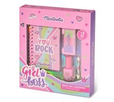 Martinelia Super Girl Beauty Set & Notebook zestaw lakier do paznokci + notatnik + paleta cieni do powiek + aplikator