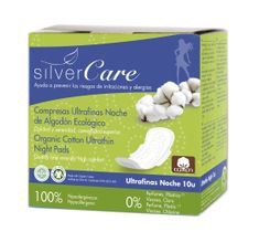 Masmi Silver Care ultracienkie bawełniane podpaski na noc ze skrzydełkami z bawełny organicznej (10 szt.)