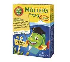 Möller's Omega-3 Rybki żelki z kwasami omega-3 i witaminą D3 dla dzieci Jabłkowe (36 szt.)