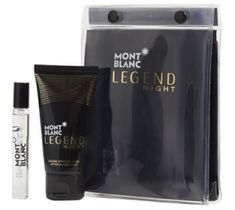 Mont Blanc Legend Night zestaw miniatura wody perfumowanej spray 7.5ml + balsam po goleniu 50ml + kosmetyczka (1 szt.)