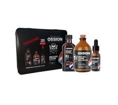 Morfose Ossion Premium Barber Beard zestaw szampon do brody 100ml + balsam do brody 100ml + olejek do brody 20ml metalowe pudełko (1 szt.)
