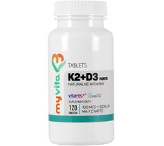 Myvita Witamina K2 MK-7 z Natto 100µg + D3 2000IU suplement diety 120 tabletek