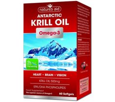 Natures Aid Antarctic Krill Oil 500 mg + Omega 3 suplement diety 60 kapsułek żelowych