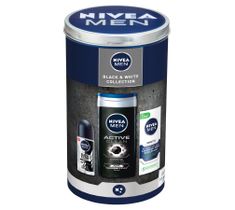 Nivea Men – Black&White Collection zestaw żel pod prysznic 250ml + łagodzący krem nawilżający do twarzy 75ml + antyperspirant roll-on 50ml (1 szt.)
