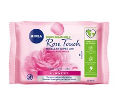 Nivea Rose Touch micelarne biodegradowalne chusteczki do demakijażu z organiczną wodą różaną (25 szt.)