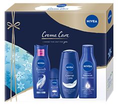 Nivea Zestaw prezentowy Creme Care żel pod prysznic (250 ml) + deo roll-on (50 ml) + szampon Hairmilk (250 ml) + mleczko do ciała (250 ml)