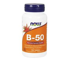 Now Foods B-50 Kompleks witamin B suplement diety 100 tabletek