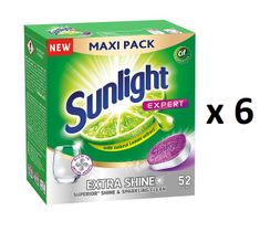 Sunlight Expert Extra Shine tabletki do zmywarki Lemon 6x52szt
