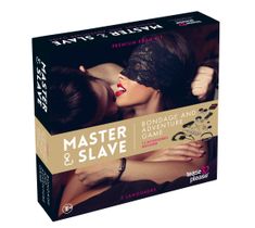 Tease & Please Master & Slave Bondage Game wielojęzyczna gra erotyczna z 13 akcesoriami