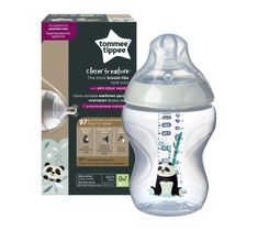 Tommee Tippee Closer To Nature butelka do karmienia ze smoczkiem silikonowym 0m+ Panda (260 ml)