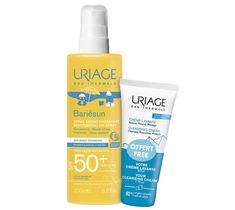 Uriage Bariesun Kids zestaw nawilżający spray dla dzieci SPF50+ (200 ml) + Cleansing Cream odżywczy krem oczyszczający (50 ml)