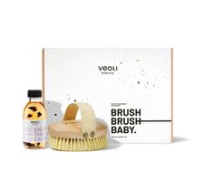 Veoli Botanica Brush Brush Baby zestaw relaksujący olejek do ciała z płatkami róży (150 ml) + szczotka do masażu ciała