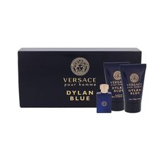 Versace – Pour Homme Dylan Blue zestaw miniatura wody toaletowej 5ml + balsam po goleniu 25ml + żel pod prysznic 25ml (1 szt.)