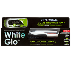 White Glo Charcoal Total Mouth Detox  pasta do zębów z aktywnym węglem 100 ml + szczoteczka (1 szt.)