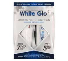 White Glo Diamond Series System zestaw wybielająca pasta do zębów 100ml + wybielający żel do zębów 50ml +  nakładka na zęby (1 szt.)