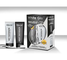 White Glo – Night & Day Whitening Toothpaste zestaw pasta do zębów 65 ml + pasta na noc 65 ml + szczoteczka do zębów (1 szt.)