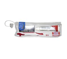 White Glo – Travel Pack  zestaw podróżny wybielająca pasta do zębów 16 ml + szczoteczka + wykałaczki dentystyczne (1 szt.)