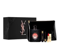 Yves Saint Laurent – Black Opium Pour Femme zestaw woda perfumowana spray 90ml + Mini Rouge Pur Couture 1 1.4ml + Mini Volume Effet Faux Cils Mascara N1 2ml + kosmetyczka (1 szt.)