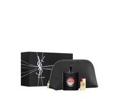 Yves Saint Laurent Black Opium zestaw woda perfumowana spray 90ml + Rouge Pur Couture pomadka do ust 01 Le Rouge 1.3ml + kosmetyczka