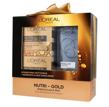 L'Oreal Paris Nutri Gold zestaw kosmetyków krem na dzień (50 ml) + krem na noc (50 ml) + płyn micelarny (200 ml)
