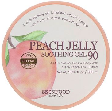 Skinfood – Peach Jelly Soothing Gel łagodząco-nawilżający brzoskwiniowy żel do twarzy i ciała (300 ml)