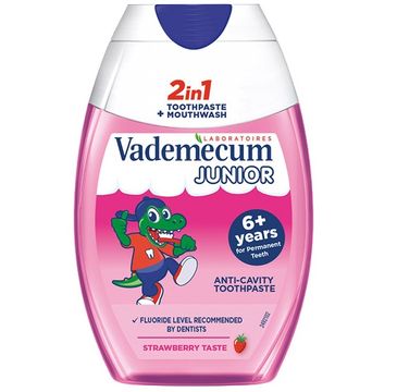 Vademecum – Junior 2in1 pasta do zębów i płyn do płukania ust dla dzieci Strawberry (75 ml)
