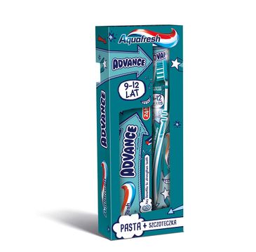 Aquafresh Advance zestaw pasta do zębów 75ml + szczoteczka do zębów 9-12 Years (1 szt)