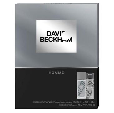 David Beckham – zestaw prezentowy Homme dezodorant  (150 ml) + perfumowany dezodorant z atomizerem (75 ml)
