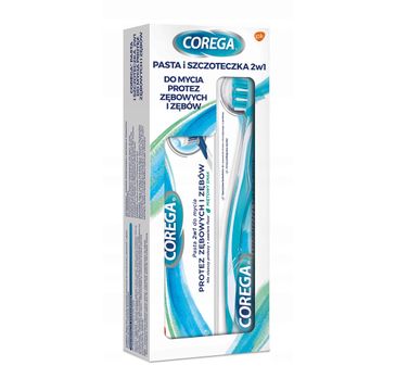 Corega – pasta do mycia protez zębowych i zębów mięta (75 ml) + szczoteczka (1 szt.)