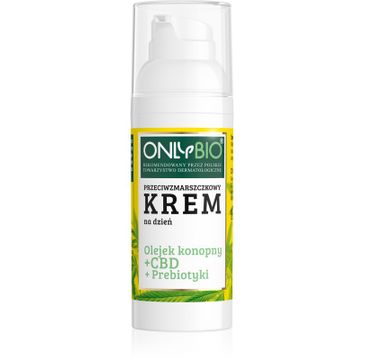 OnlyBio Olejek konopny + CBD + Prebiotyki przeciwzmarszczkowy krem na dzień (50 ml)