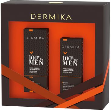 Dermika – 100% for Men zestaw krem przeciw zmarszczkom i bruzdom 50+ dzień i noc 50ml + krem przeciw zmarszczkom wokół oczu 15ml (1 szt.)