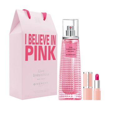 Givenchy – Live Irresistible Rosy Crush zestaw woda perfumowana spray 50ml + Le Rose Perfecto pomadka do ust