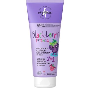 4organic Naturalny szampon i żel do mycia dla dzieci 2w1 Blackberry Friends 200ml
