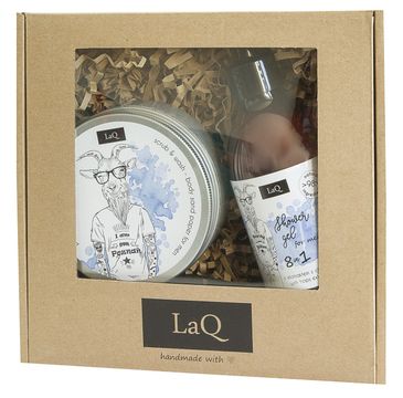 LaQ zestaw kosmetyków dla mężczyzn Kozioł – żel pod prysznic 8w1 (300 ml) + peeling do ciała (200 ml)