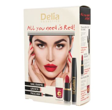 Delia Cosmetics Accent Your Beauty! zestaw pomadka 4 ml + tusz 12 ml + lakier 11 ml