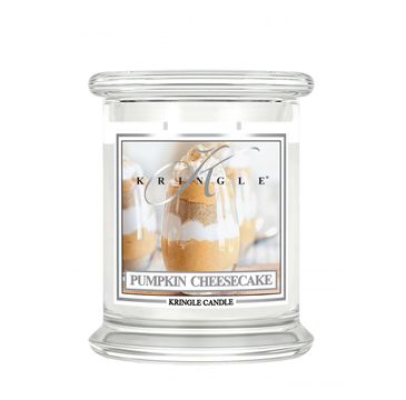 Kringle Candle – Średnia świeca zapachowa z dwoma knotami Pumpkin Cheesecake (411 g)