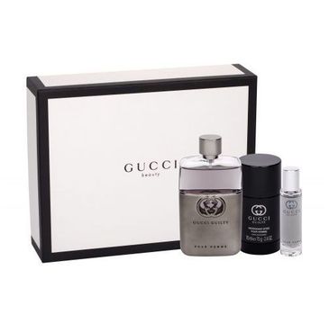 Gucci Guilty Pour Homme (zestaw woda toaletowa spray 90 ml + dezodorant sztyft 75 ml + miniaturka wody toaletowej 15 ml)