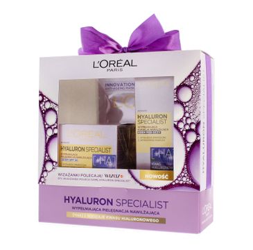 L'Oreal Paris Hyaluron Specialist zestaw kosmetyków krem na dzień (50 ml) + krem pod oczy (15 ml) + maska w płachcie (30 g)