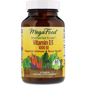 Mega Food Vitamin D3 1000 IU witamina D3 suplement diety 60 tabletek
