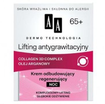 AA Dermo Technology Antigravitational Lifting Night Cream 65+ odbudowująco-regenerujący krem na noc 50ml